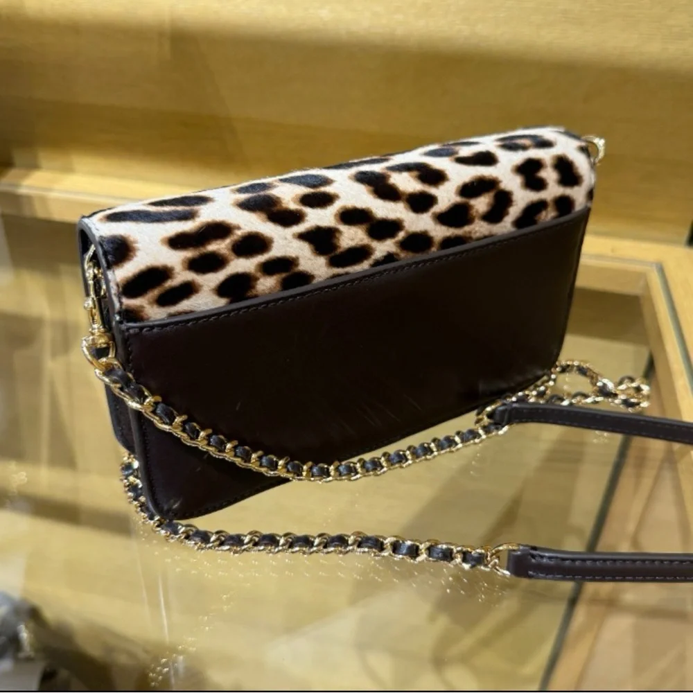 New Tory Burch Britten Haircalf Chain Wallet w. Wristlet Crossbody